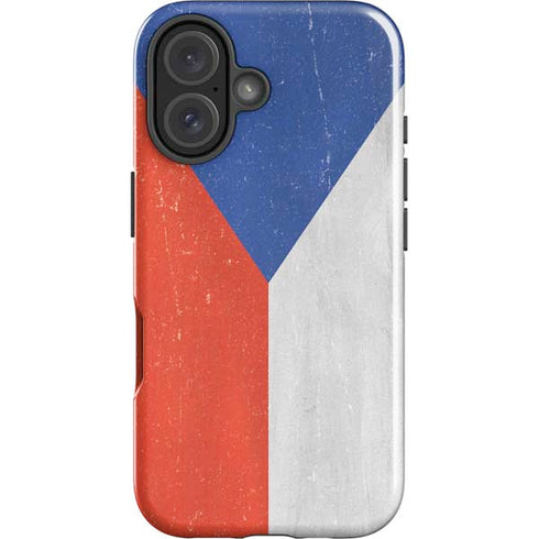 Czech Republic Flag Distressed iPhone 16 Plus Impact Case